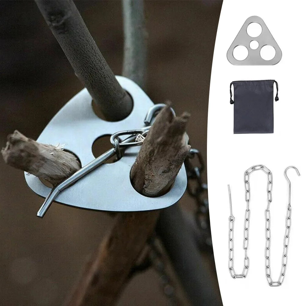 Adjustable Stainless Steel Hanging Tripod – For Campfire Cooking, Picnic Use & Outdoor Gear Suspension - All you need