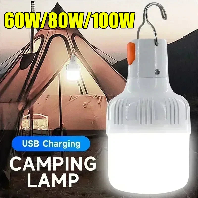 USB Rechargeable LED Bulb Lantern – Portable, Waterproof, 5 Lighting Modes – 20W to 160W Options for Outdoor Camping & Emergency Use - All you need
