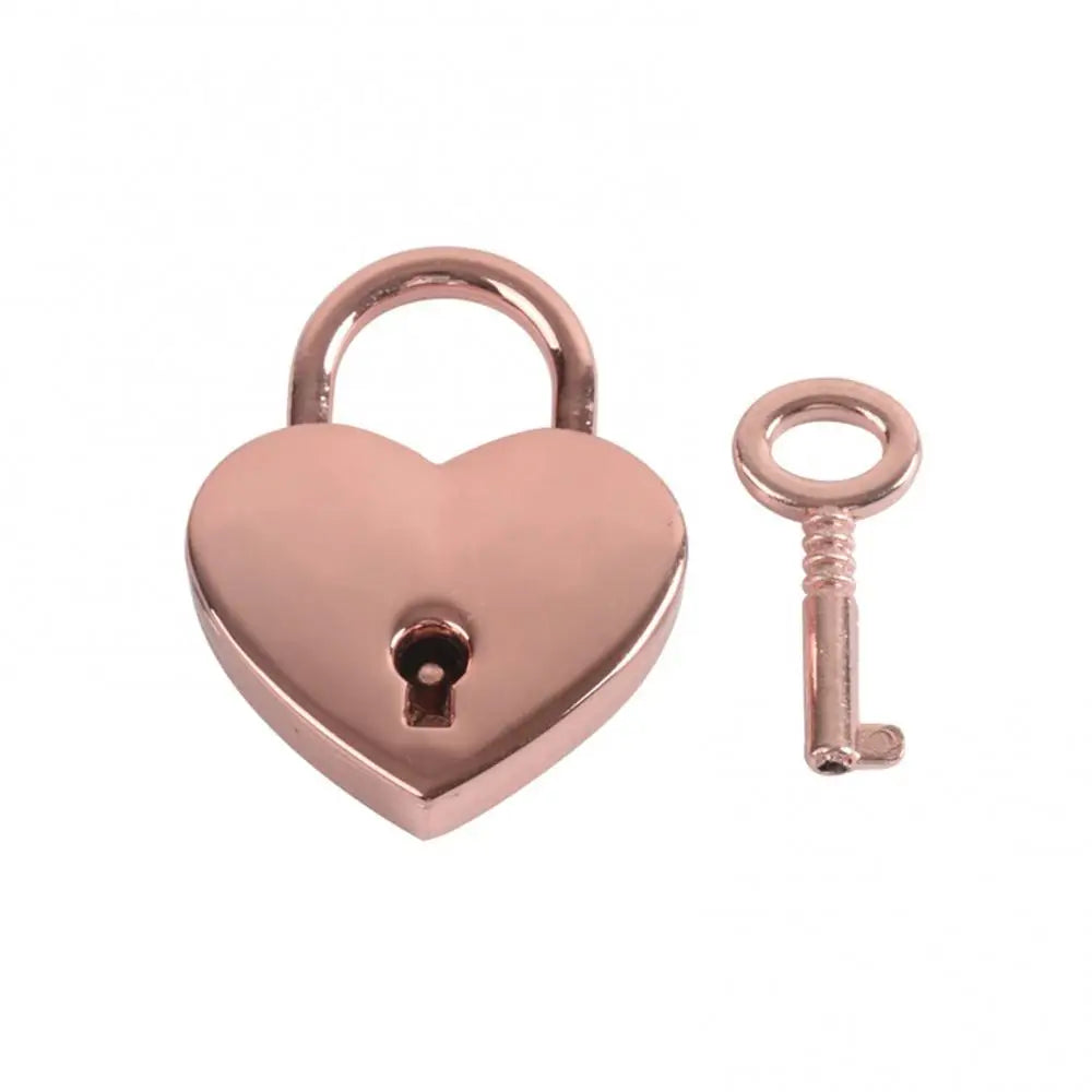Heart-Shaped Vintage Mini Padlock – Decorative Alloy Lock with Key for Jewelry Boxes, Bags, and Suitcases - All you need
