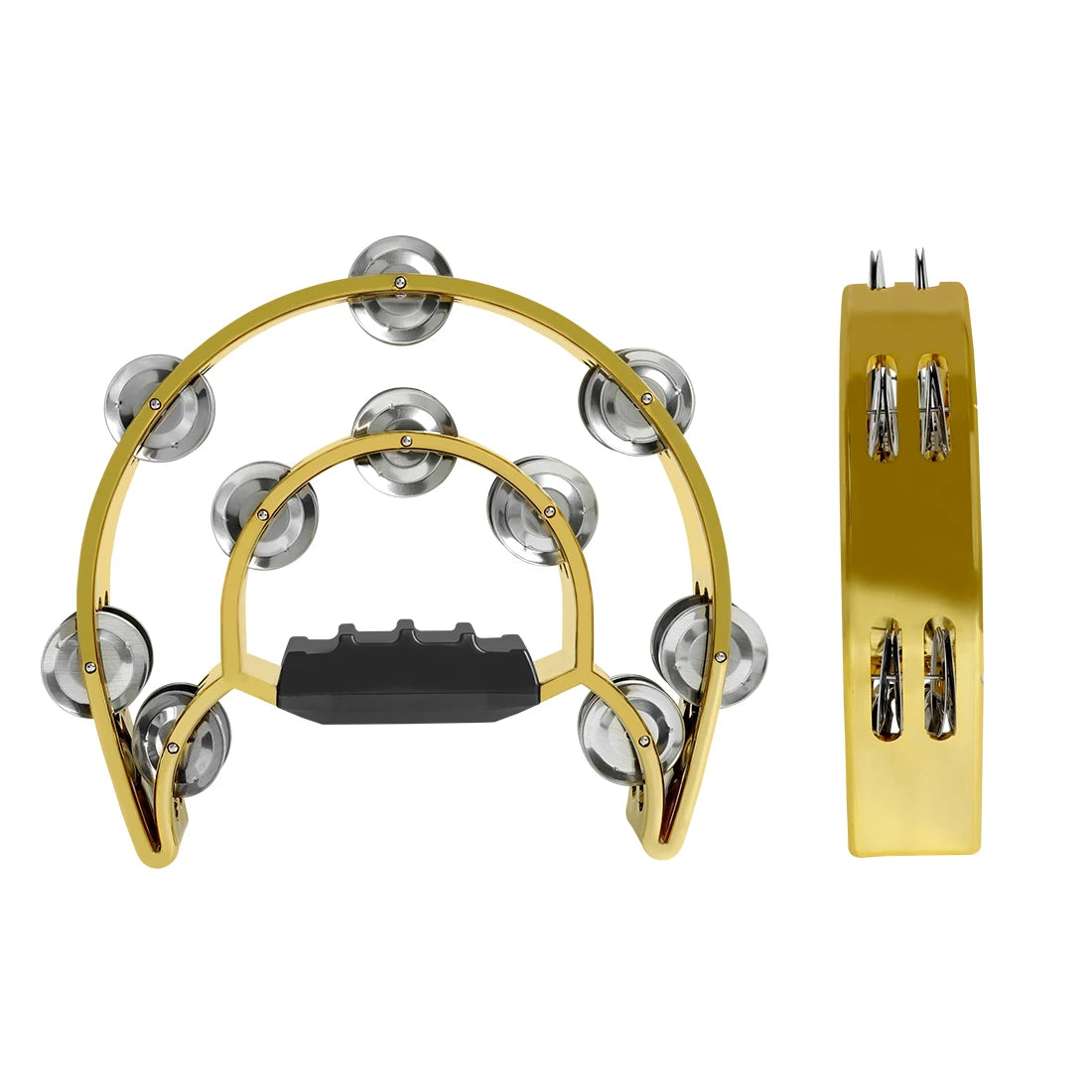 Double-Layer Hand Ring Tambourine – ABS Body with Finger-Shaped Grip & Stainless Steel Jingles (Gold/Silver) - All you need