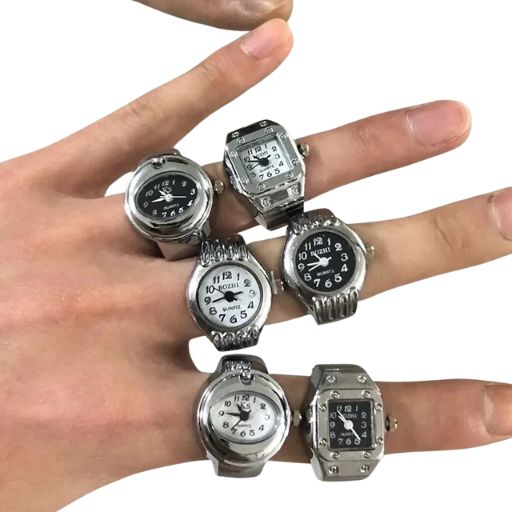 Vintage Roman Quartz Finger Watch – Elastic Band Alloy Ring for Men and Women - All you need