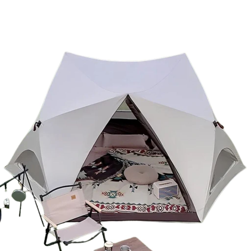 Hexagonal Automatic Pop-Up Beach Tent – UV & Rain Protection Shelter for 4–6 People - All you need