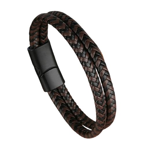 🧷 Double-Layer Braided Leather Bracelet with Magnetic Clasp – Unisex Design - All you need