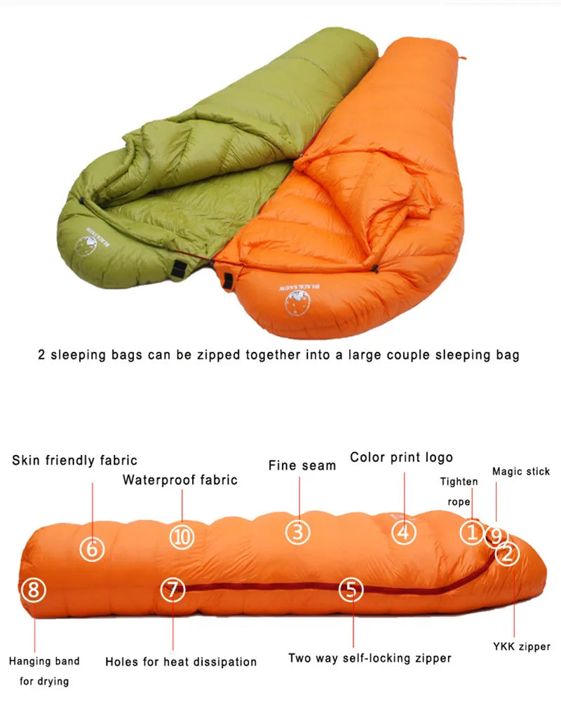 White Goose Down Mummy Sleeping Bag — Multi-Season, Four Thickness Levels, Compact & Thermal - All you need