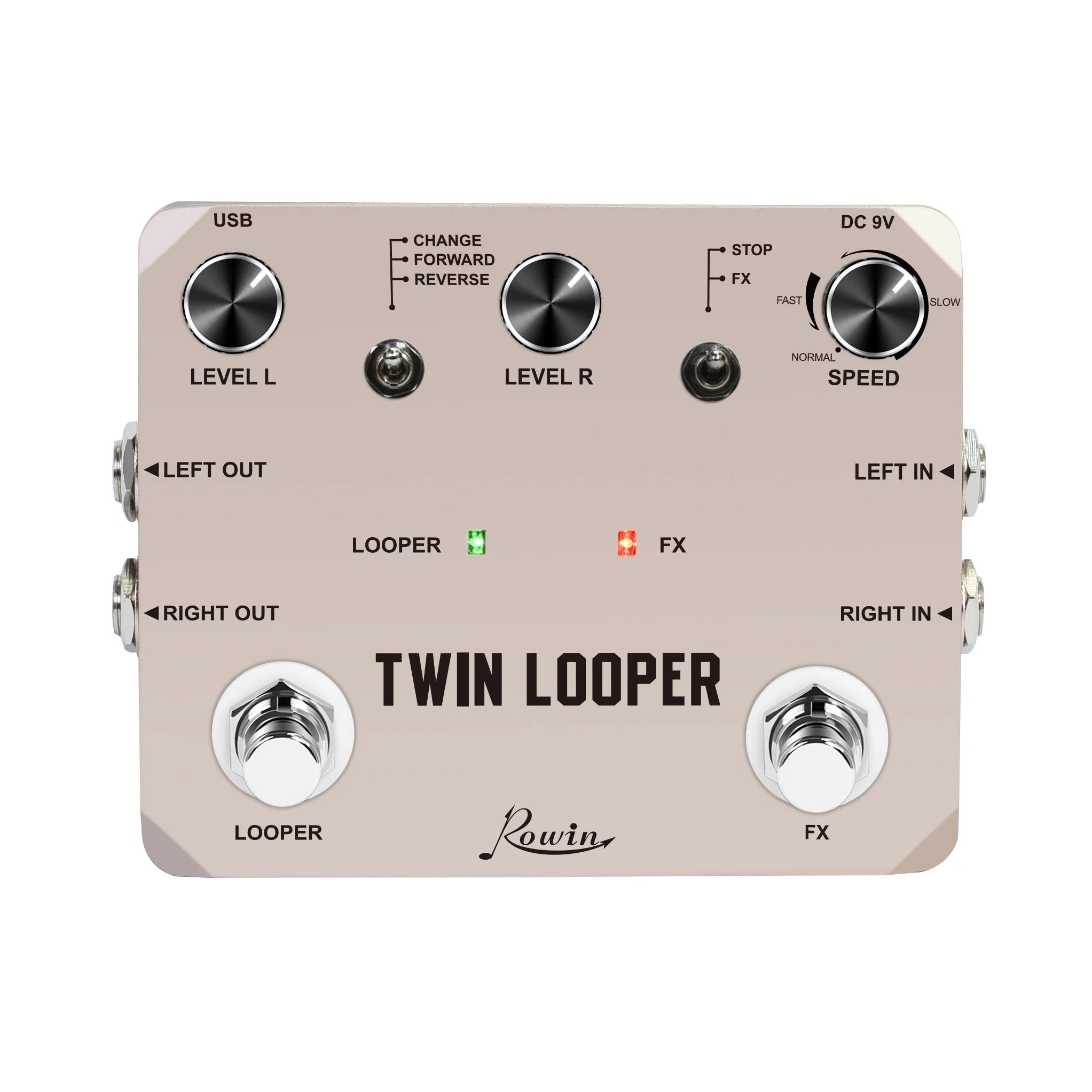 Rowin Twin Looper Station – Dual Footswitch Guitar Pedal with 11 Loop Modes, 10-Minute Recording & Reverse Playback - All you need