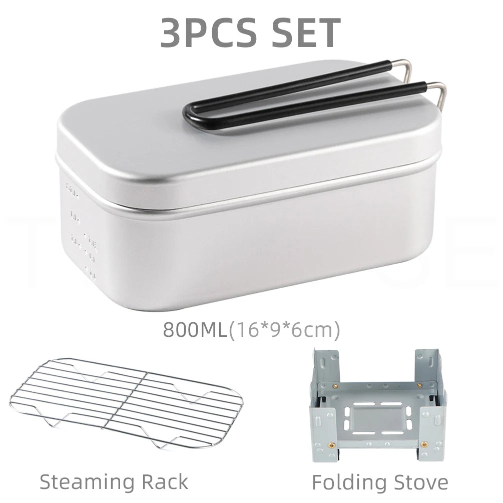 TWTOPSE Compact Camping Mess Tin Set – Multifunctional Aluminum Cookware with Folding Stove, - All you need