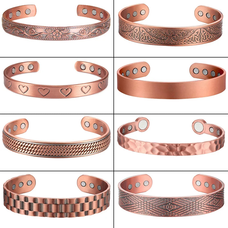 🧲 Pure Copper Magnetic Therapy Bracelet – Adjustable Unisex Cuff - All you need