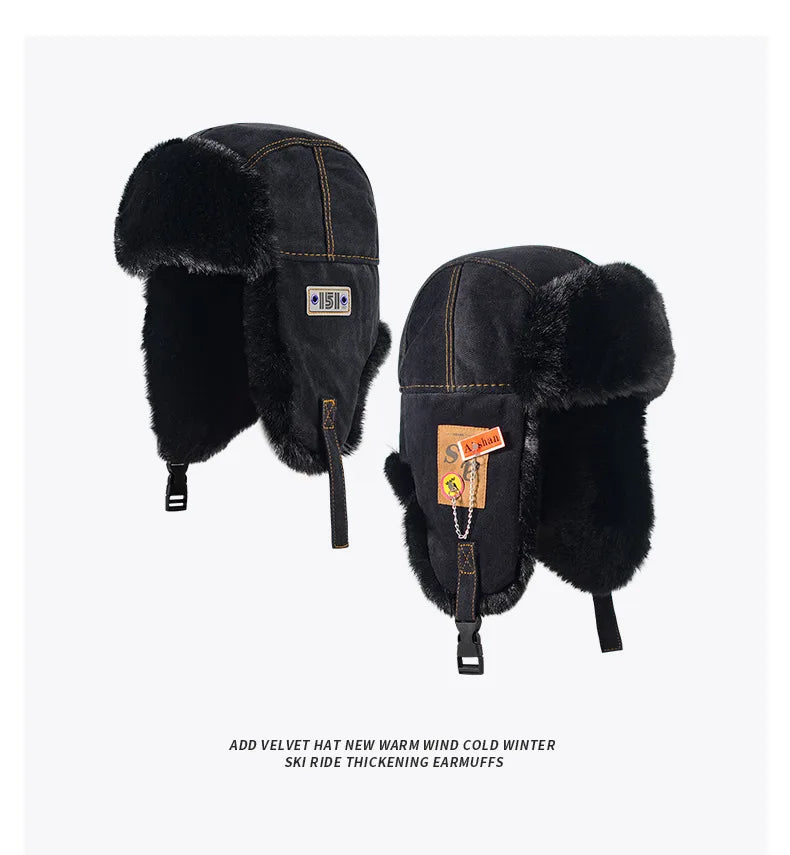 Thick Winter Ushanka Bomber Hat – Unisex Fur Earflap Cap for Cold Weather & Snow Sports - All you need