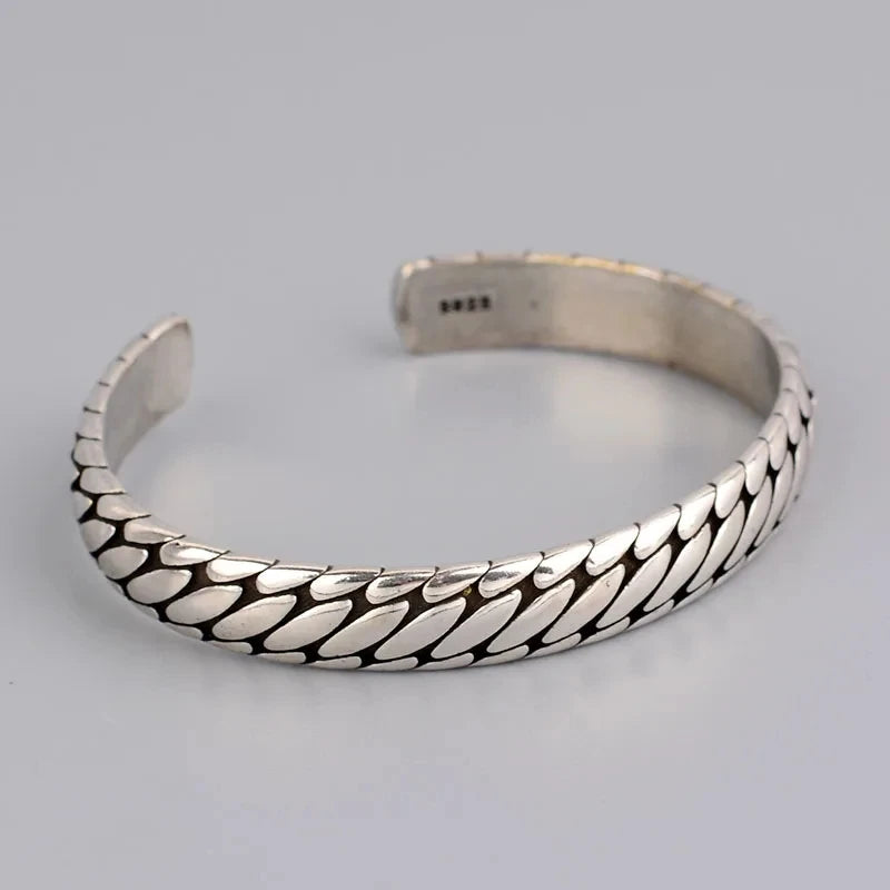 Adjustable Metal Cuff Bracelet with Feather and Tang Grass Motif – Unisex Design - All you need