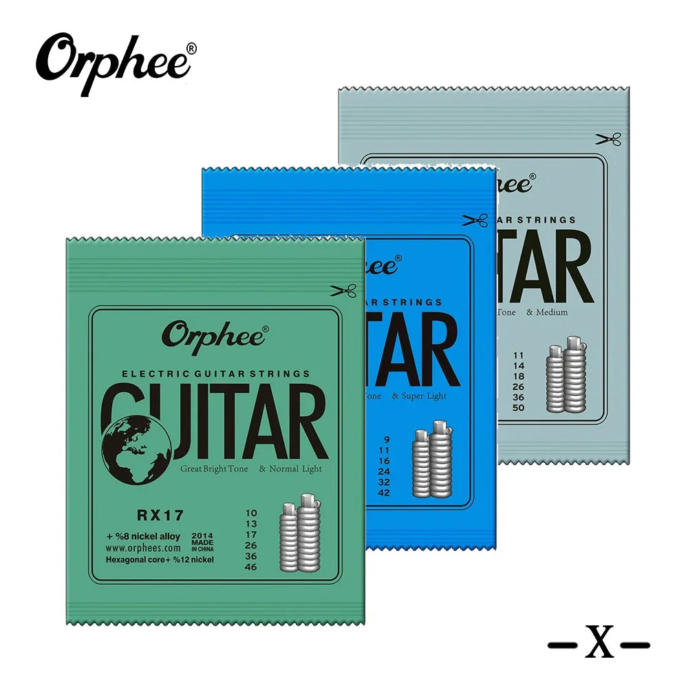 Orphee RX Series Electric Guitar Strings – Hexagonal Carbon Steel Core, Nickel Alloy Wrap | 10 Sets for Practice Use - All you need