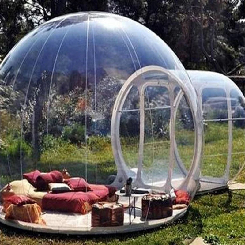 Outdoor Inflatable Transparent Bubble Tent – Dual-Room Structure for 3–4 - All you need