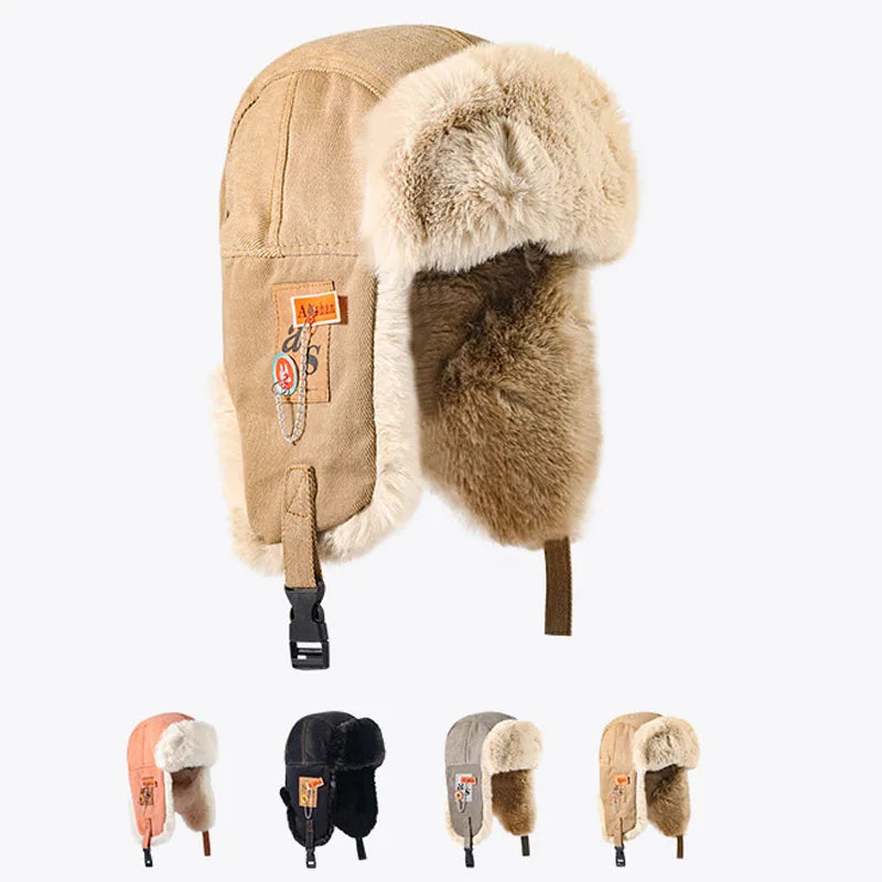 Thick Winter Ushanka Bomber Hat – Unisex Fur Earflap Cap for Cold Weather & Snow Sports - All you need