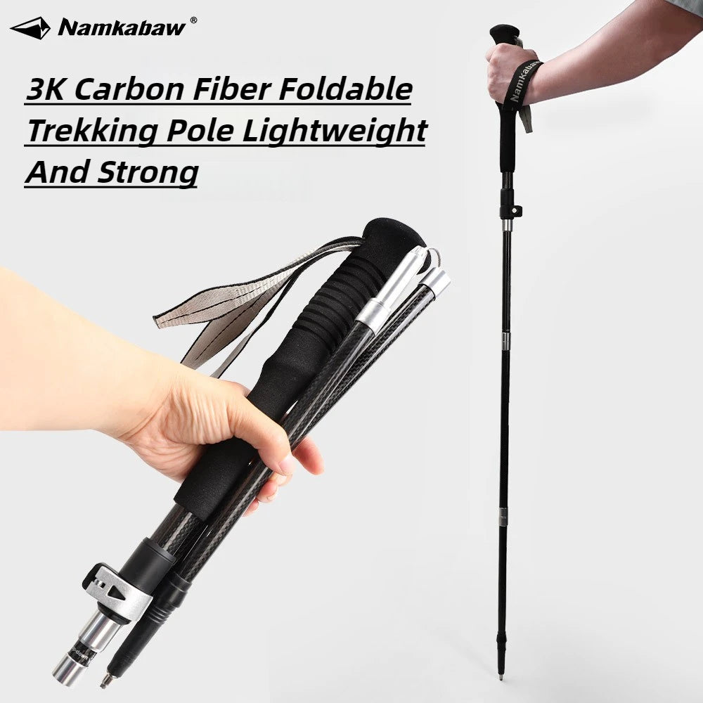 Outdoor Trekking Pole — 3K Carbon Fiber, 5‑Section Folding Design - All you need