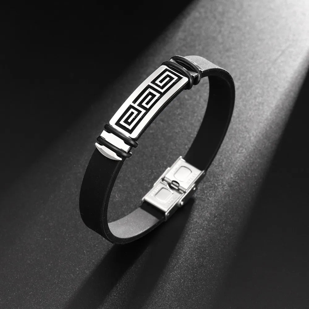 🧱 Geometric Hollow Metal & Silicone Bracelet – Model BR310 - All you need