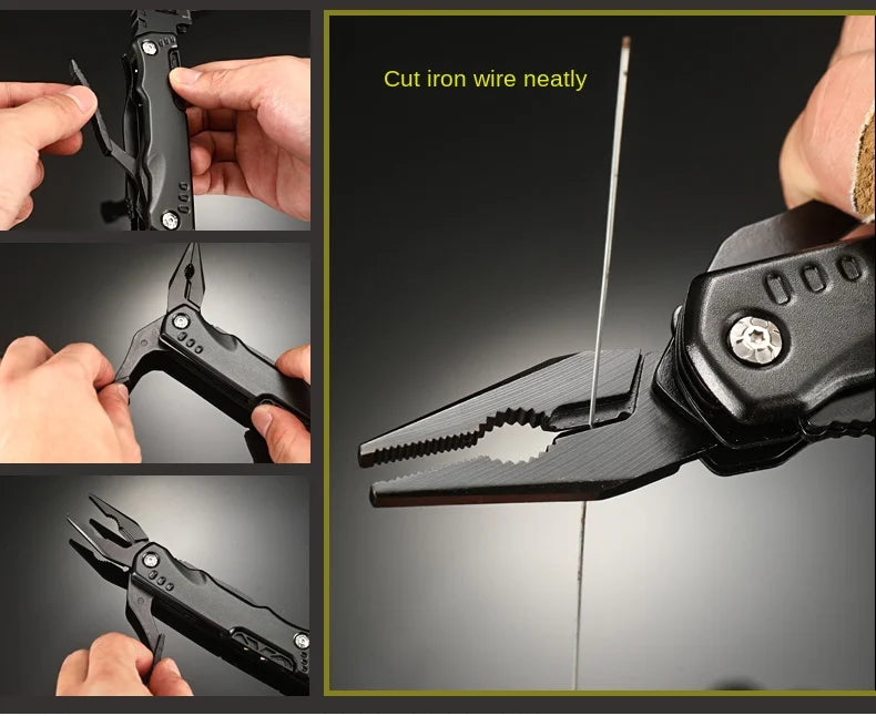 Survival Folding Multi-Tool – Stainless Steel 12-in-1 Pocket Pliers Knife for Field and Emergency Use - All you need