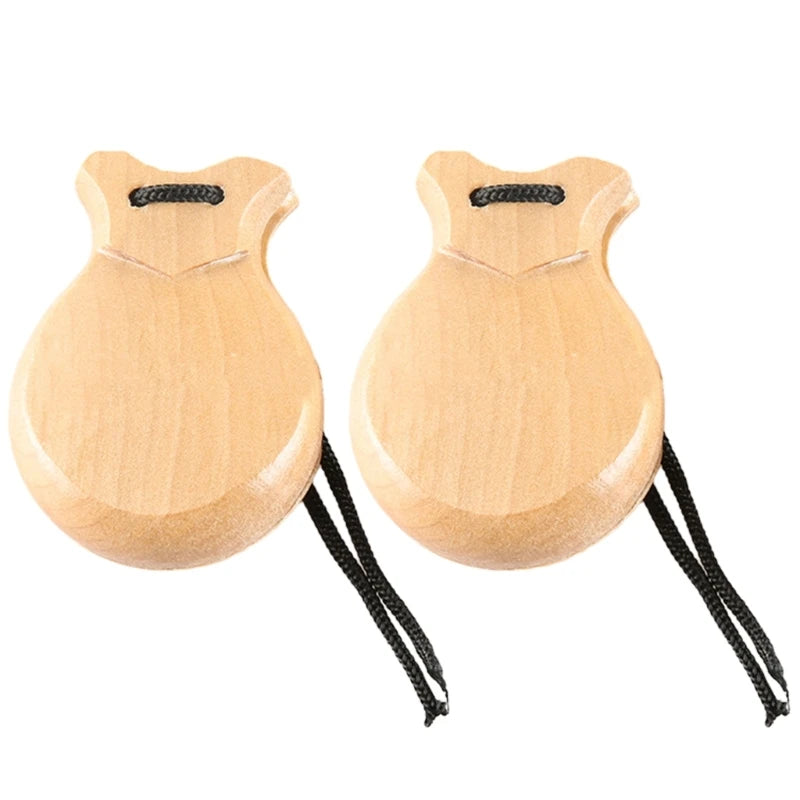 Pair of Traditional Wooden Spanish Castanets – Handheld Percussion for Flamenco Dance & Orff Music Education - All you need