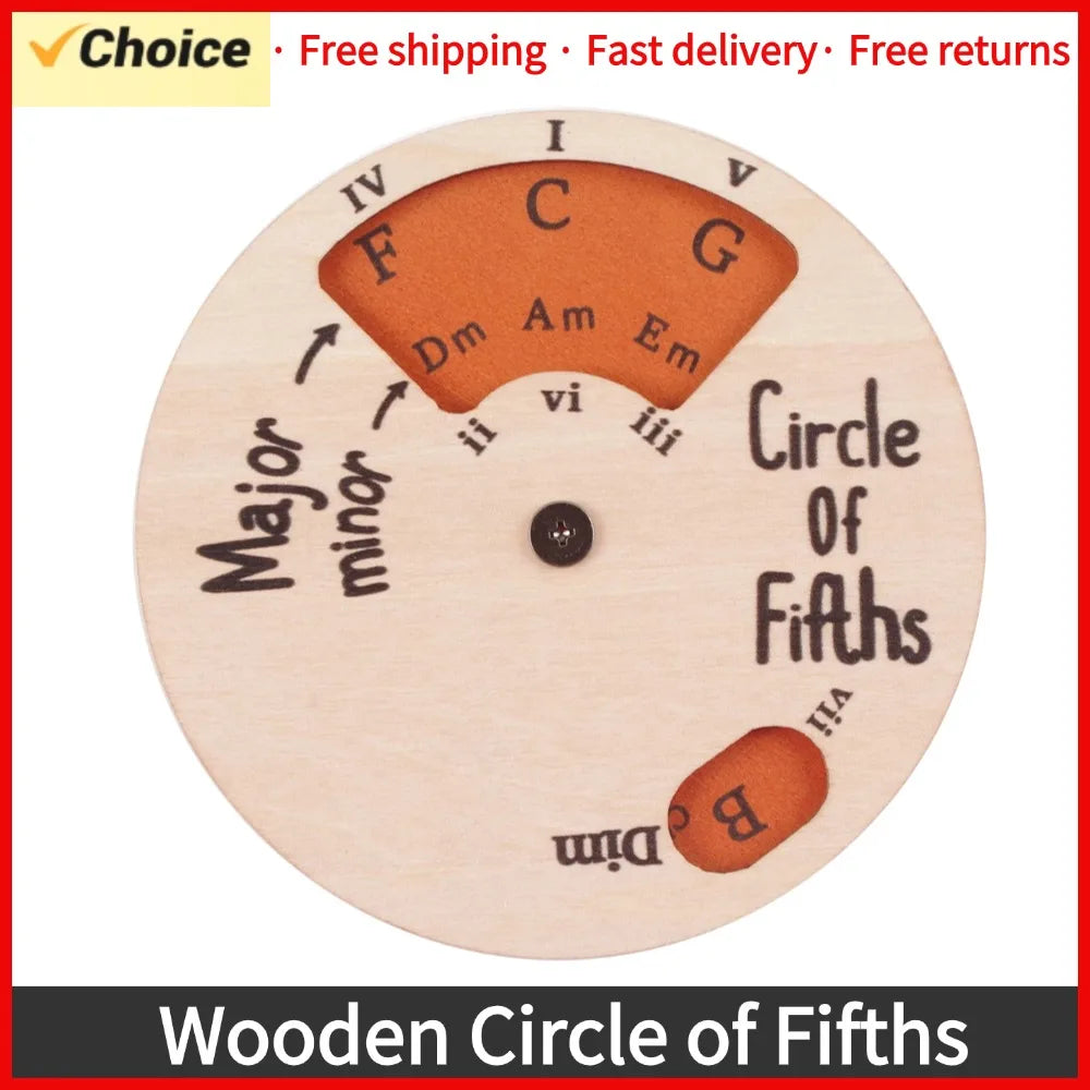 Wooden Circle of Fifths Music Wheel – Music Theory Guide & Transposition Tool – Diameter 12cm - All you need