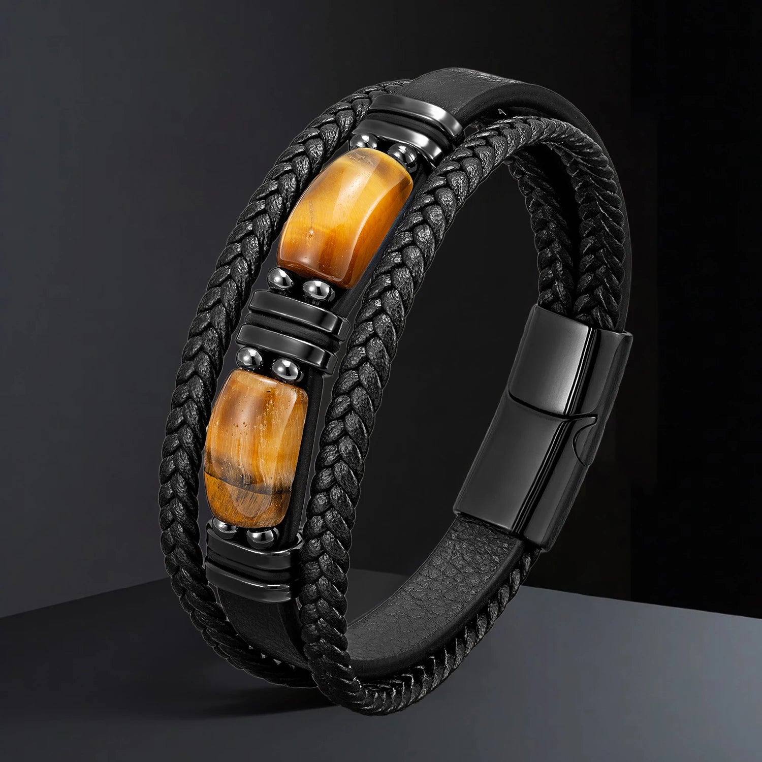 Natural Stone & Leather Bracelet – Adjustable Handmade Boho Style - All you need