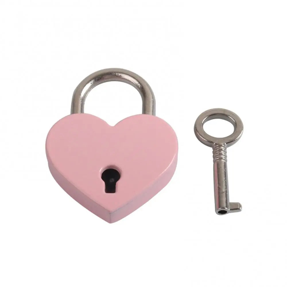 Heart-Shaped Vintage Mini Padlock – Decorative Alloy Lock with Key for Jewelry Boxes, Bags, and Suitcases - All you need