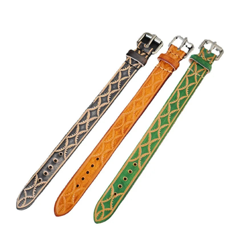 Vegetable-Tanned Cowhide Leather Cuff Bracelet – Distressed Denim Finish, Unisex Punk Style - All you need