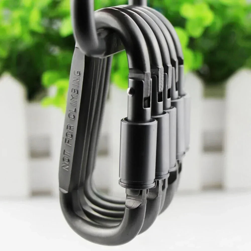 Title: Aluminum Alloy Carabiner Set – Tactical Clip Hooks for Keys, Outdoor Gear & EDC - All you need