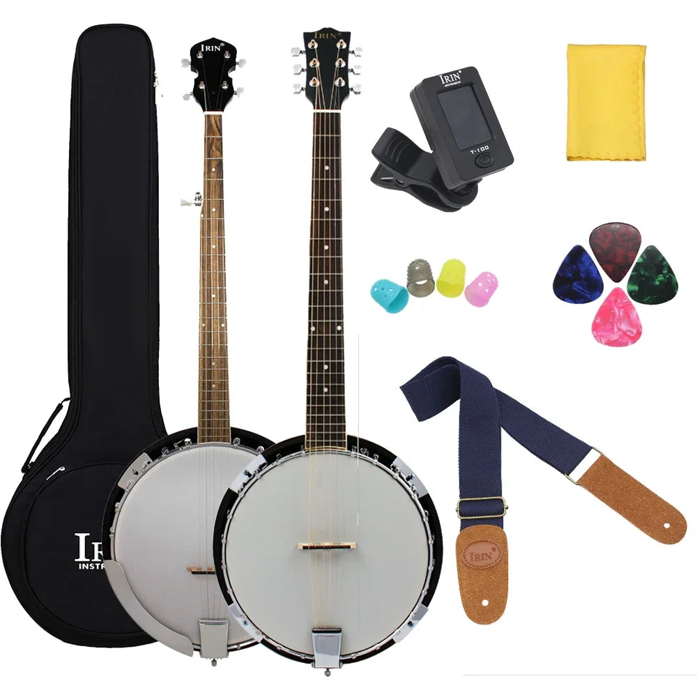 IRIN 5-String Banjo – 22-Fret Beginner Instrument Kit with Tuner, Bag, and Accessories - All you need