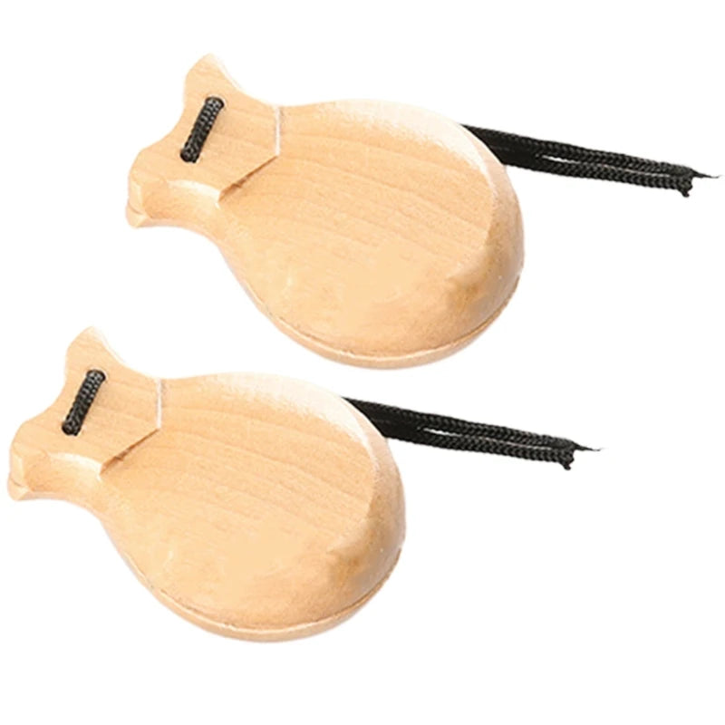 Pair of Traditional Wooden Spanish Castanets – Handheld Percussion for Flamenco Dance & Orff Music Education - All you need