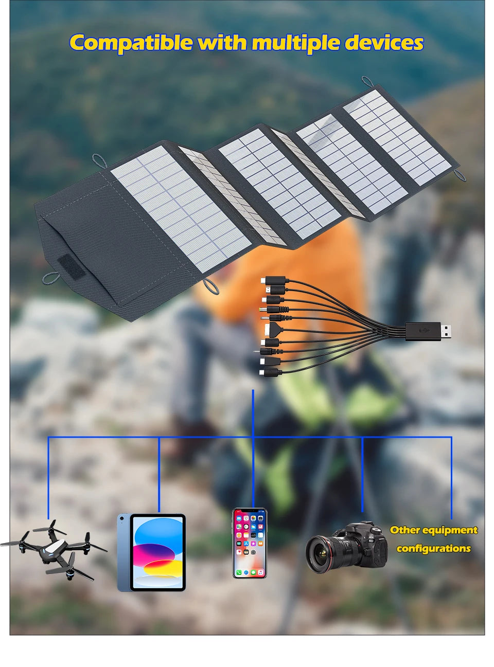 🔆 800W Foldable Solar Panel Charger – 6-Fold Monocrystalline Portable Power Supply with USB/DC Outputs - All you need