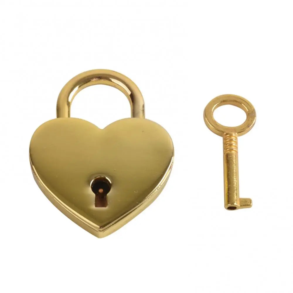 Heart-Shaped Vintage Mini Padlock – Decorative Alloy Lock with Key for Jewelry Boxes, Bags, and Suitcases - All you need