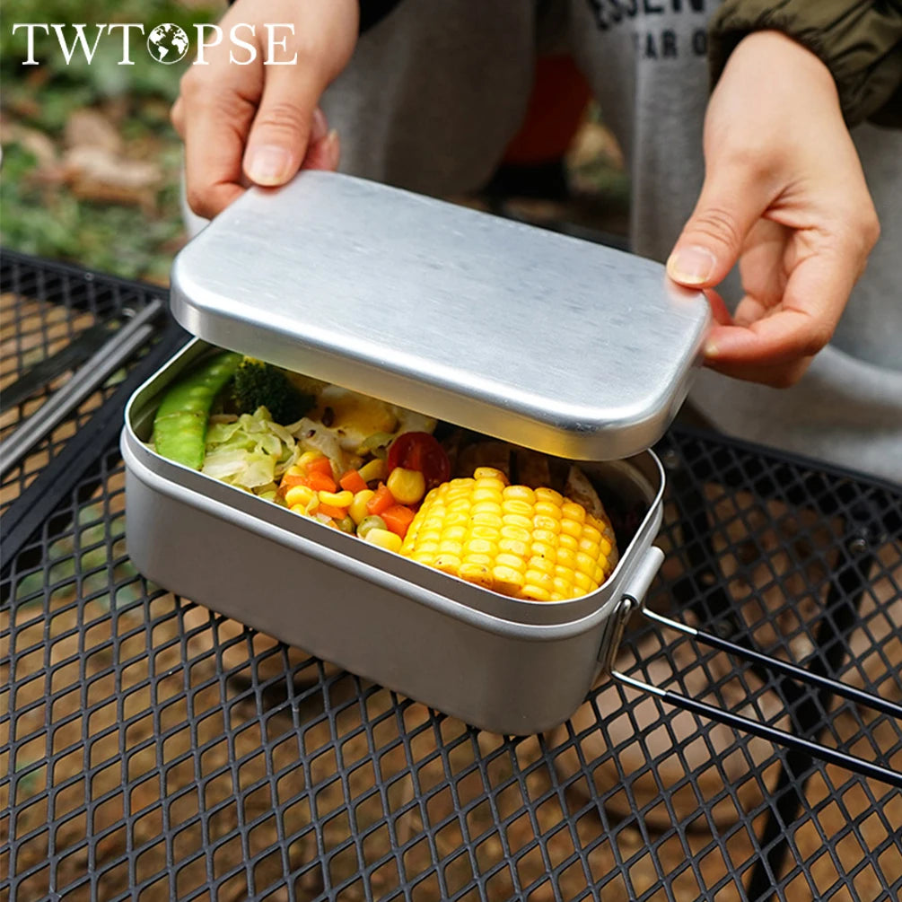 TWTOPSE Compact Camping Mess Tin Set – Multifunctional Aluminum Cookware with Folding Stove, - All you need