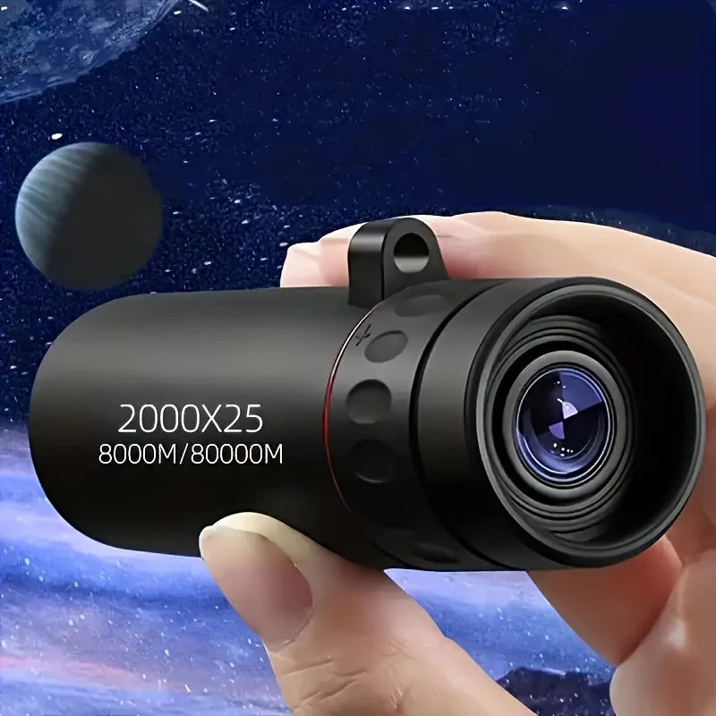 2000×25 HD Monocular Telescope – Compact Manual Focus Optics for Hiking, Stargazing & Birdwatching – IPX4 Splash-Resistant - All you need
