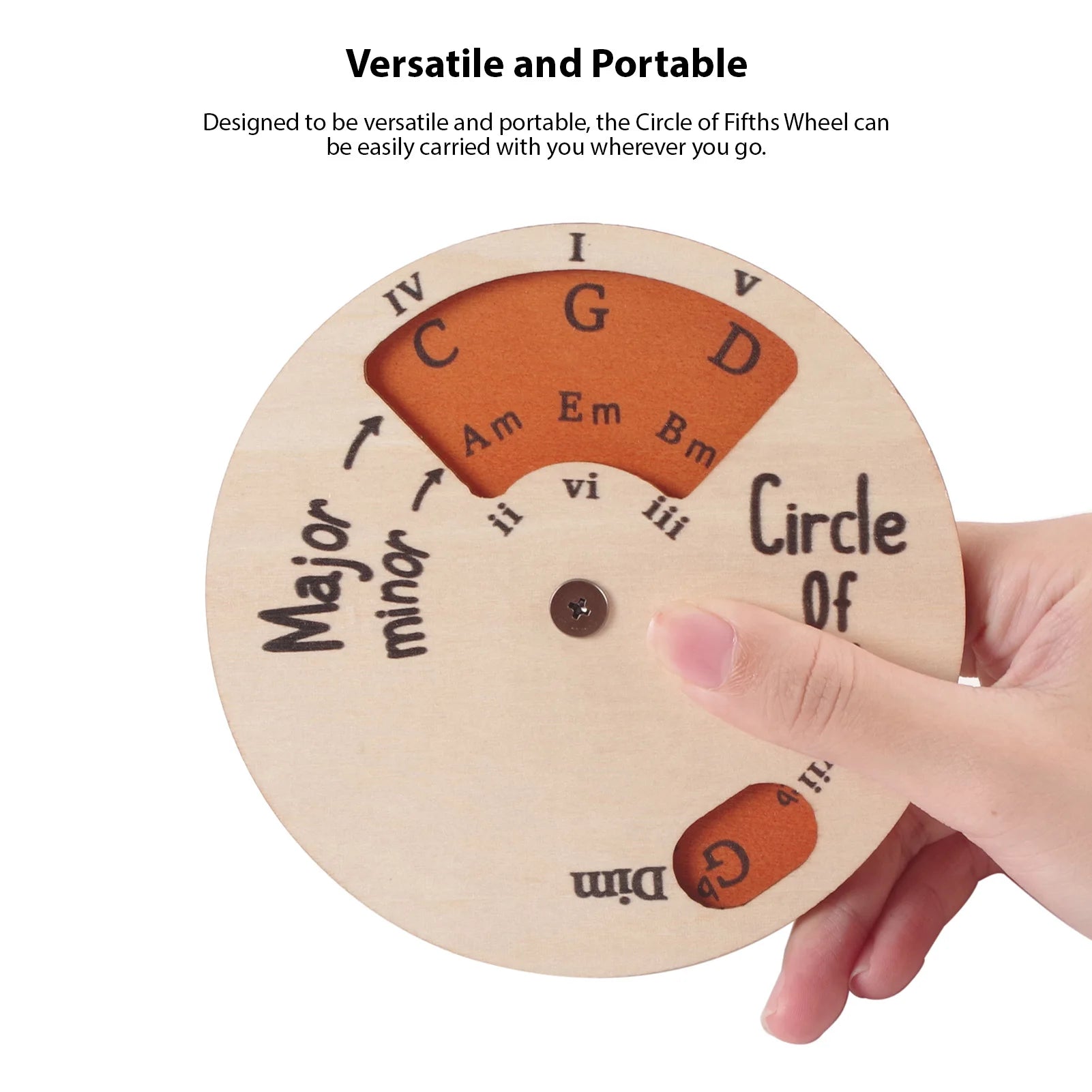 Wooden Circle of Fifths Music Wheel – Music Theory Guide & Transposition Tool – Diameter 12cm - All you need