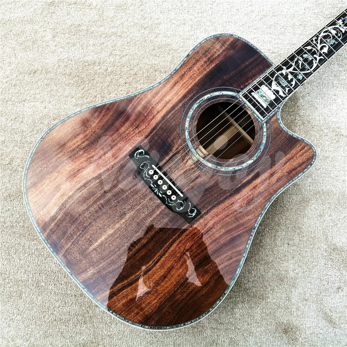 Custom 41-Inch All-Koa Acoustic Guitar – Ebony Fingerboard, Abalone Tree of Life Inlay - All you need