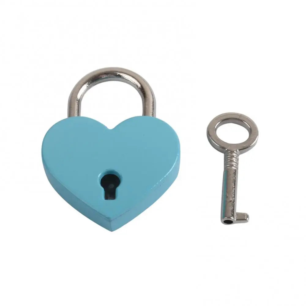 Heart-Shaped Vintage Mini Padlock – Decorative Alloy Lock with Key for Jewelry Boxes, Bags, and Suitcases - All you need