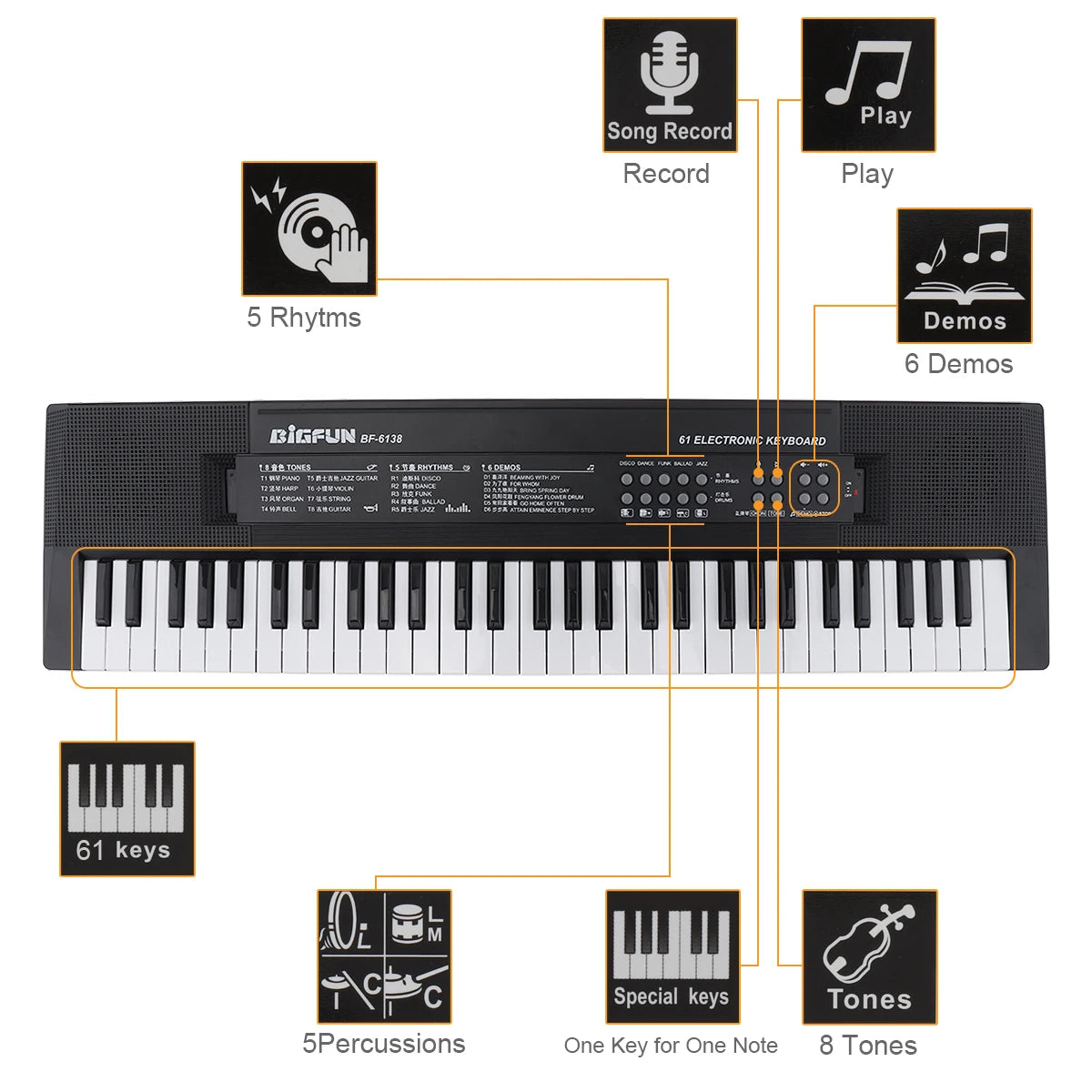 61-Key Electronic Keyboard Piano – Portable Digital Instrument for Children with Microphone & USB Power - All you need