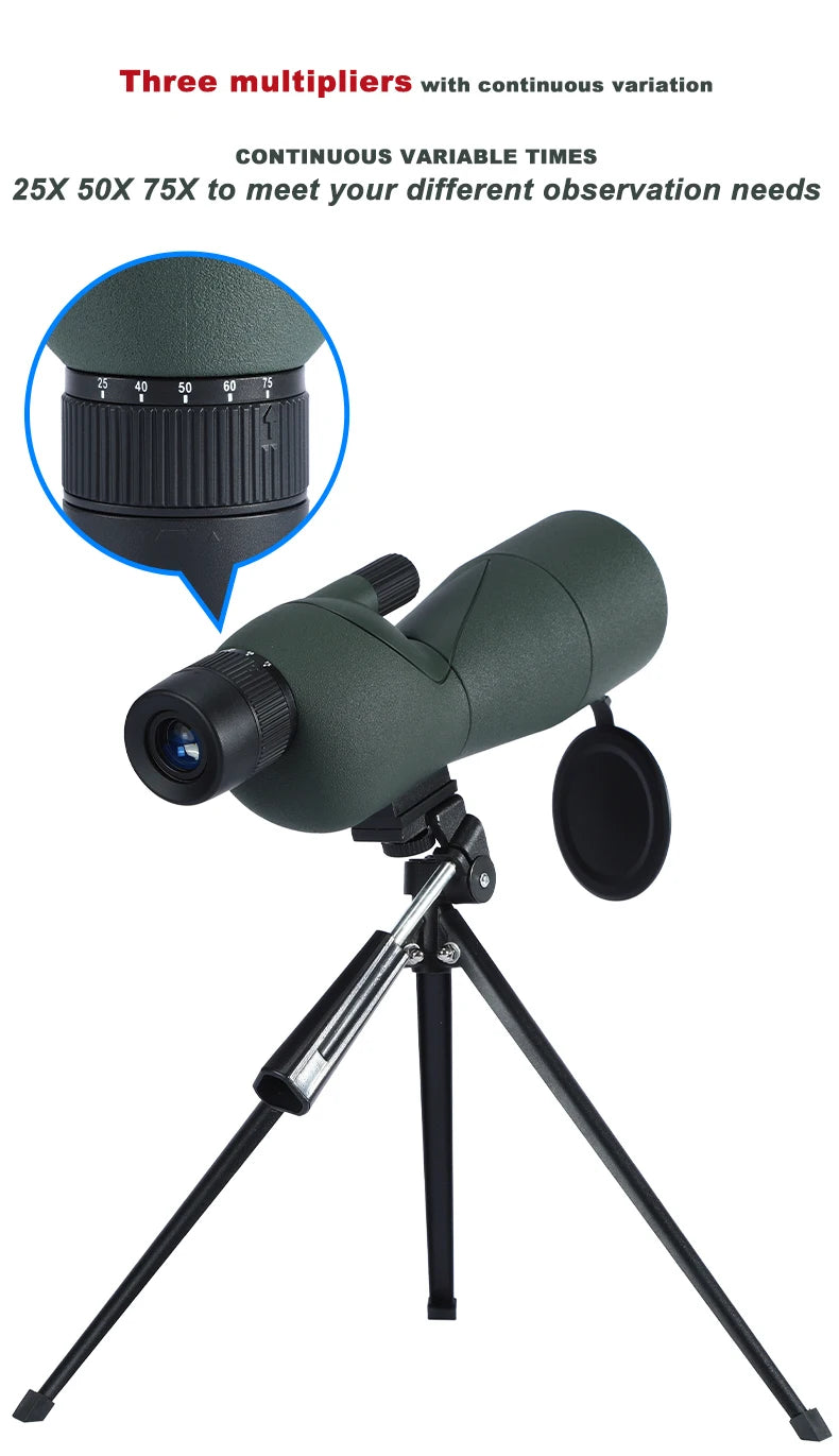 🔭 Product Title (English): 25–75x60 Spotting Scope Monocular Telescope with BAK4 Prism and ED Lens – For Outdoor Observation - All you need