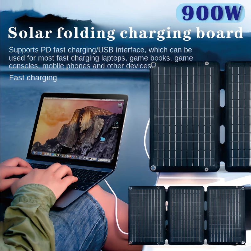 🔋 900W Foldable Solar Panel Charger with USB & Type-C – Lightweight Power Source for Outdoor Devices - All you need