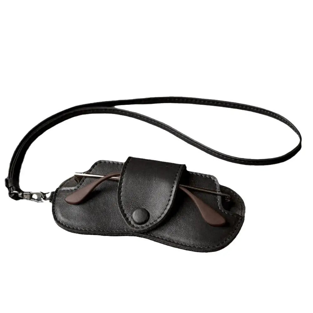 PU Leather Eyewear Storage Pouch with Neck Strap – Geometric Pattern, Foldable & Durable - All you need