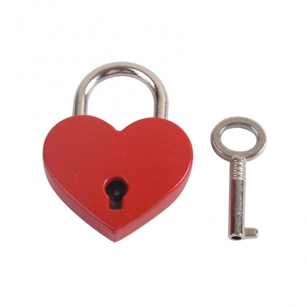 Heart-Shaped Vintage Mini Padlock – Decorative Alloy Lock with Key for Jewelry Boxes, Bags, and Suitcases - All you need