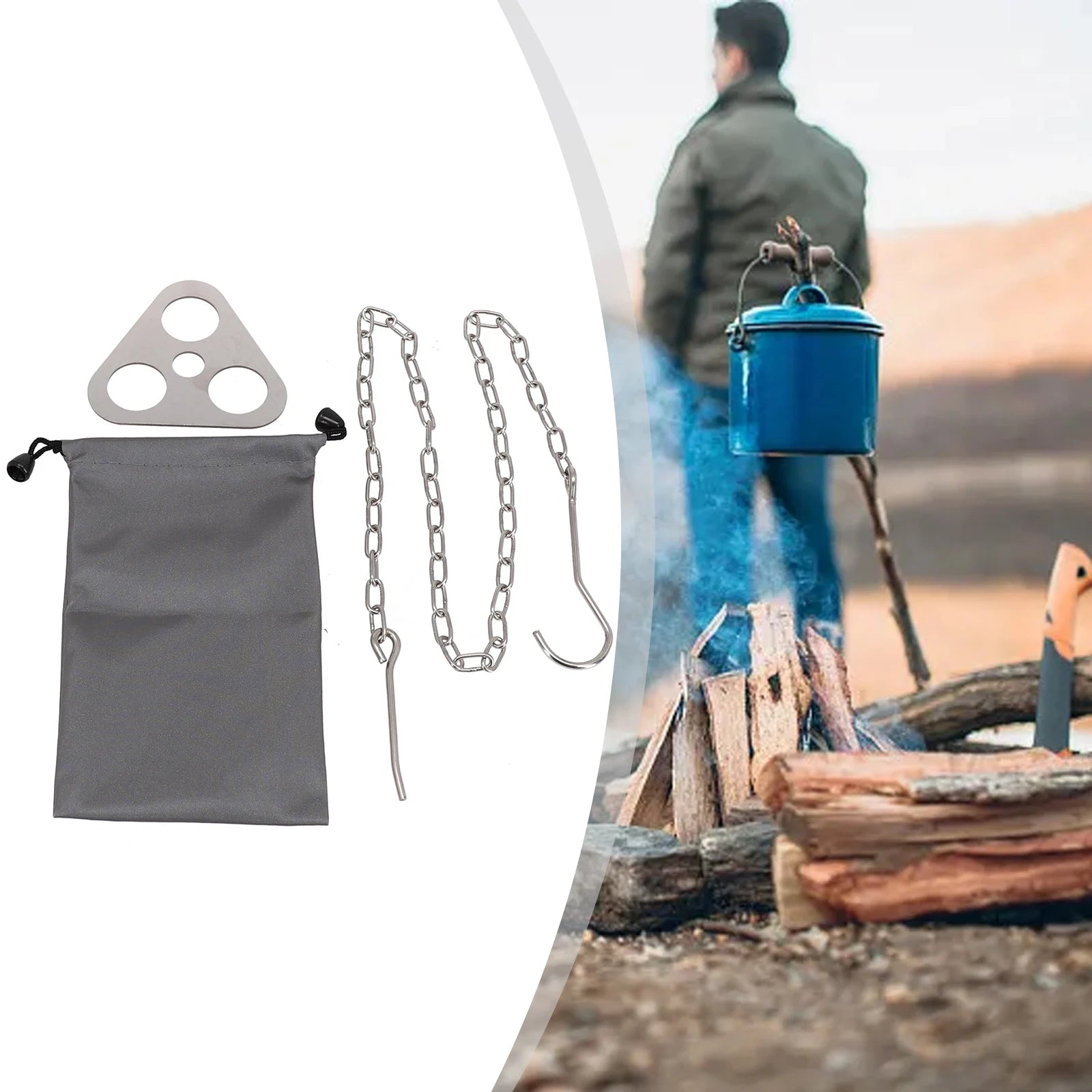 Adjustable Stainless Steel Hanging Tripod – For Campfire Cooking, Picnic Use & Outdoor Gear Suspension - All you need