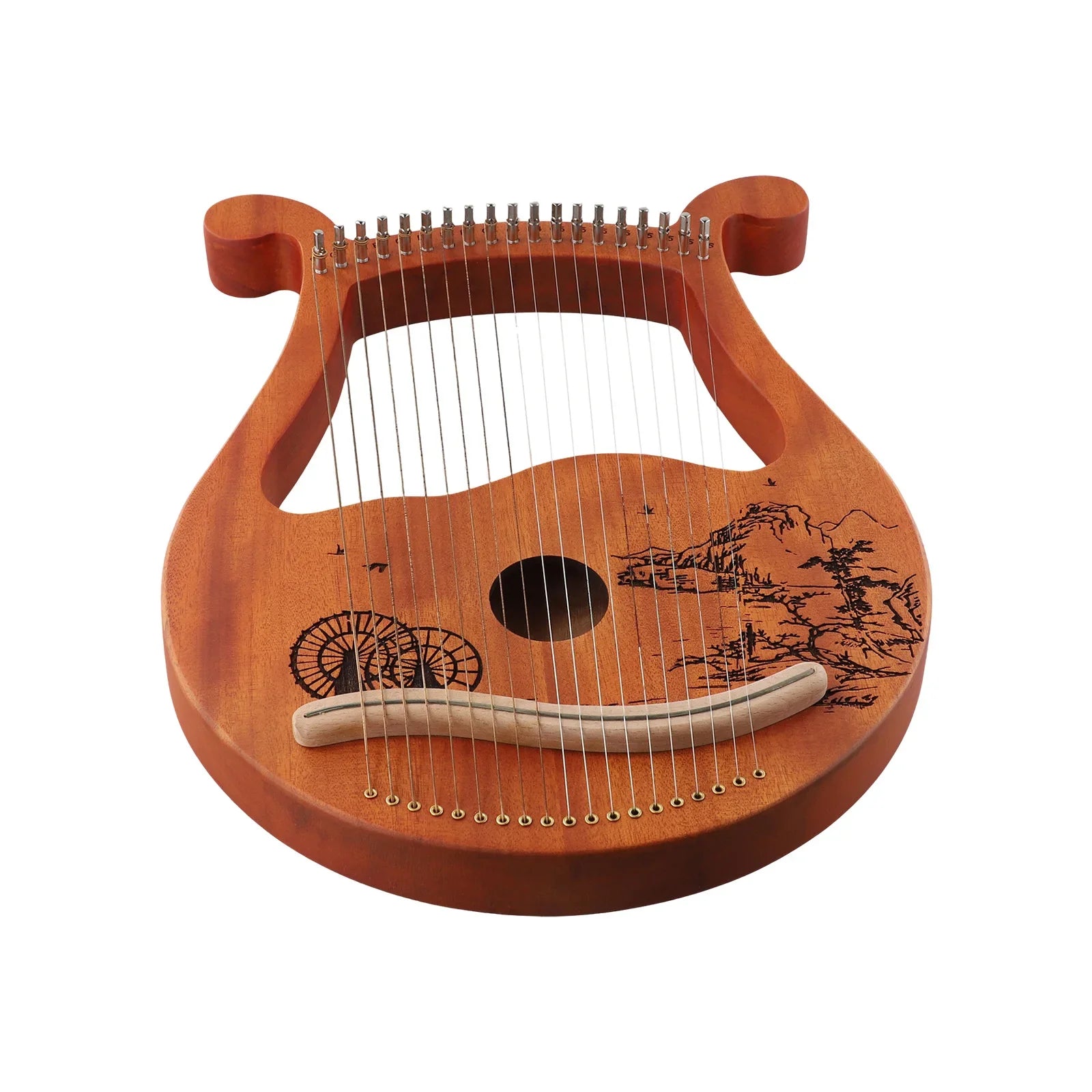 19-String Lyre Harp – Lightweight Mahogany Instrument with Metal Strings for Melodic Playing - All you need