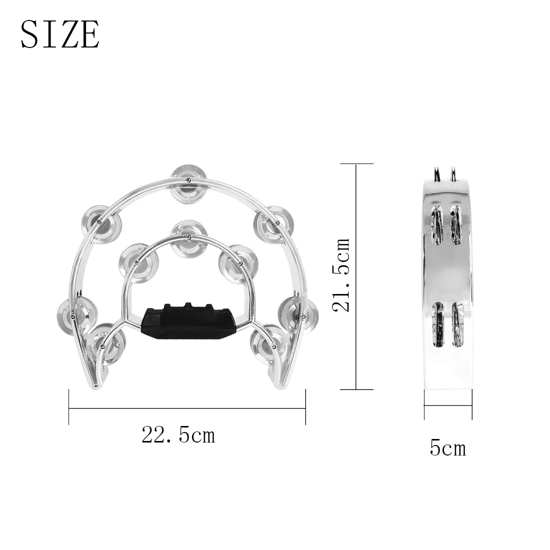 Double-Layer Hand Ring Tambourine – ABS Body with Finger-Shaped Grip & Stainless Steel Jingles (Gold/Silver) - All you need