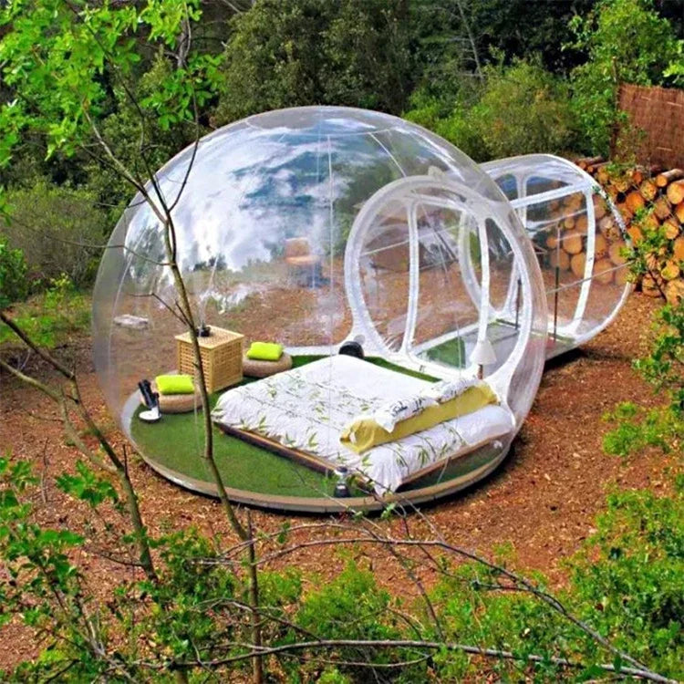 Outdoor Inflatable Transparent Bubble Tent – Dual-Room Structure for 3–4 - All you need