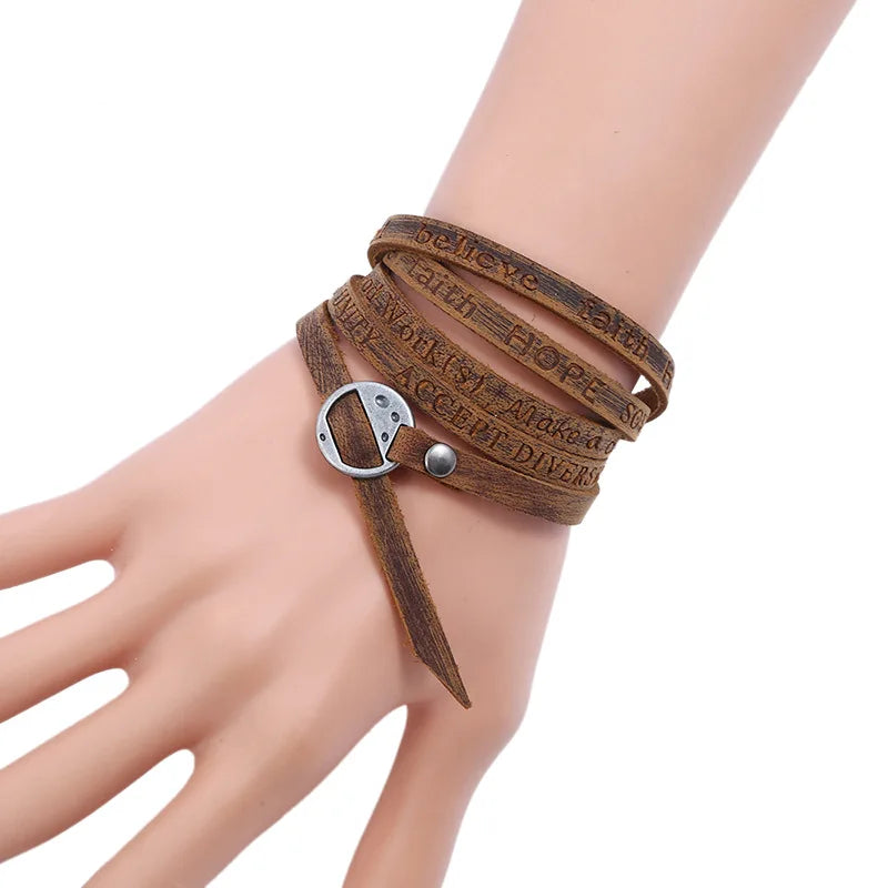 🧵 TUHAI Vintage Multilayer PU Leather Bracelet – Adjustable Unisex Wristband 🧑‍🤝‍🧑 - All you need
