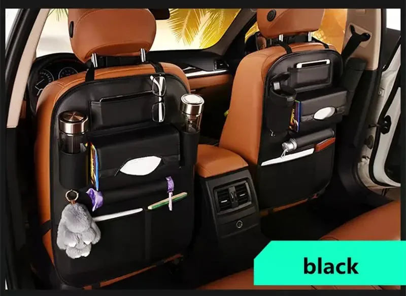 PU Leather Multi-Pocket Car Seat Back Organizer – Universal Fit for Interior Storage & Tidying - All you need