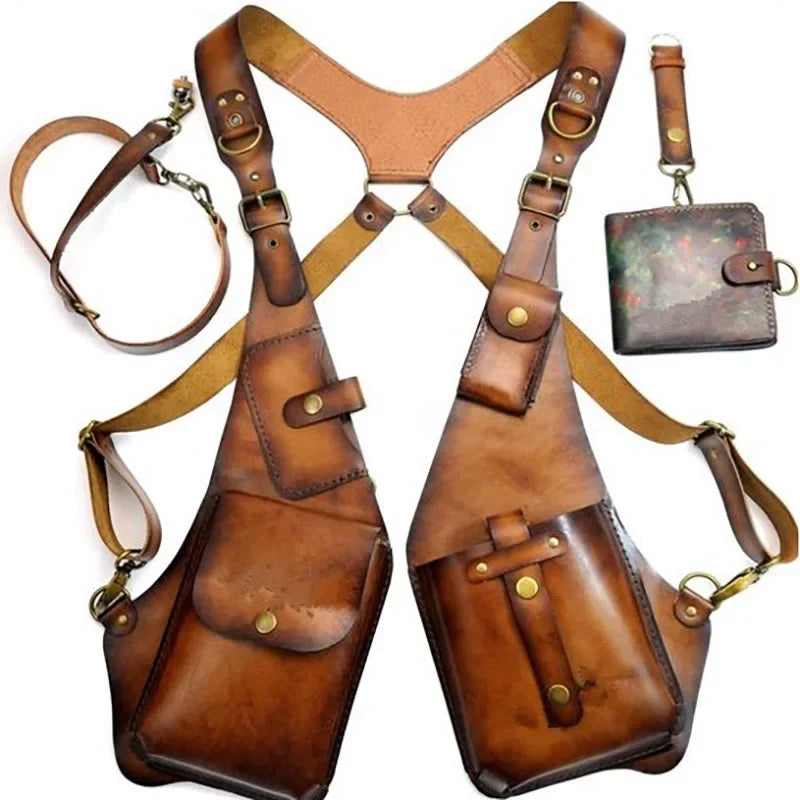PU Leather Harness Holster Bag – Anti-Theft Shoulder Pouch for Phone, Wallet & Festival Use - All you need
