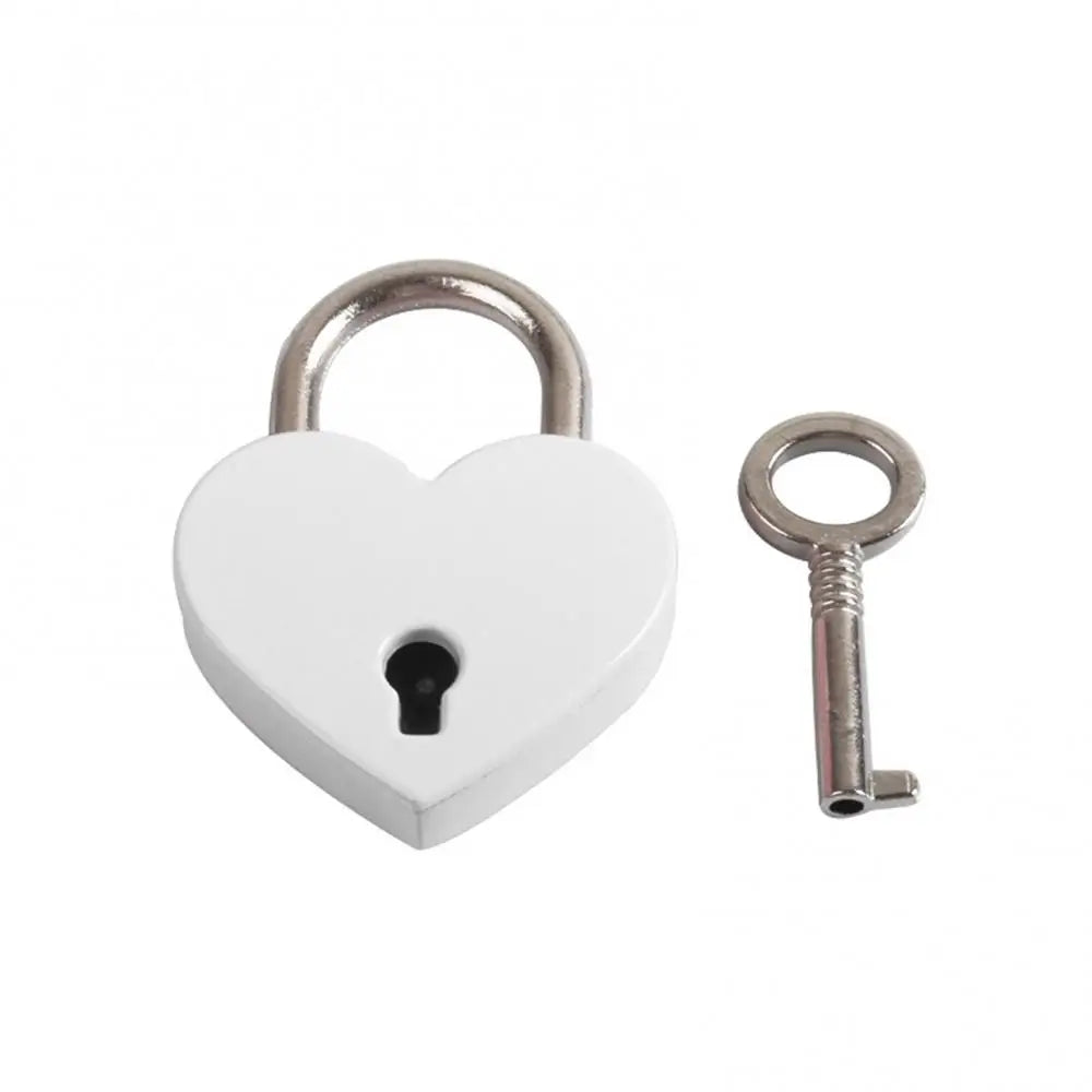 Heart-Shaped Vintage Mini Padlock – Decorative Alloy Lock with Key for Jewelry Boxes, Bags, and Suitcases - All you need