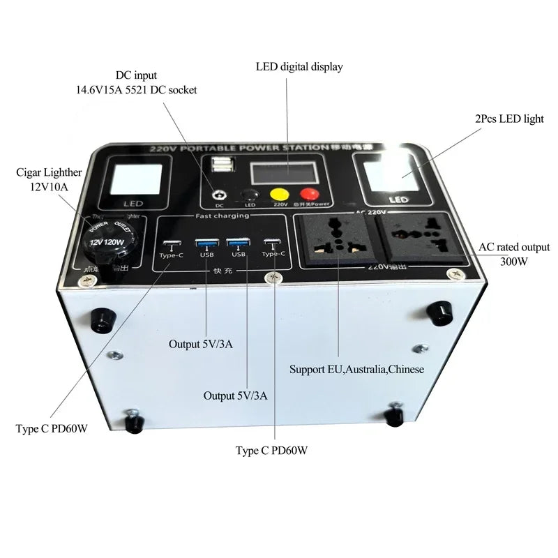 🔋 81000mAh 300W Portable Power Station – Emergency Charging & Camping Backup Kit - All you need