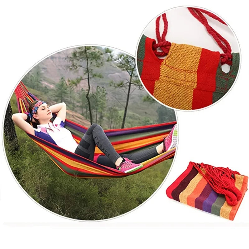 Single-Person Thick Canvas Hammock – Durable, Foldable, and Portable for Outdoor Use - All you need