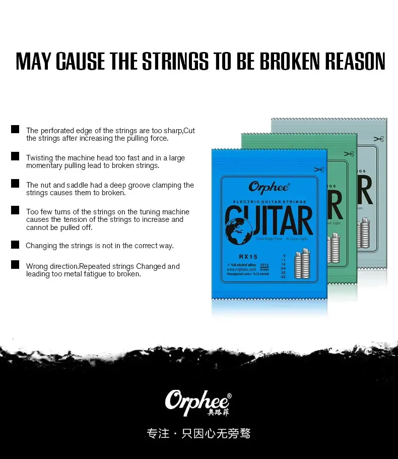 Orphee RX Series Electric Guitar Strings – Hexagonal Carbon Steel Core, Nickel Alloy Wrap | 10 Sets for Practice Use - All you need
